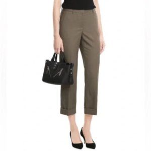 NWOT Theory Heze Contour High Rise Tapered Crop Trousers in Military Green Wool